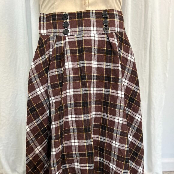 Brown plaid flannel circle skirt - Picture 1 of 3